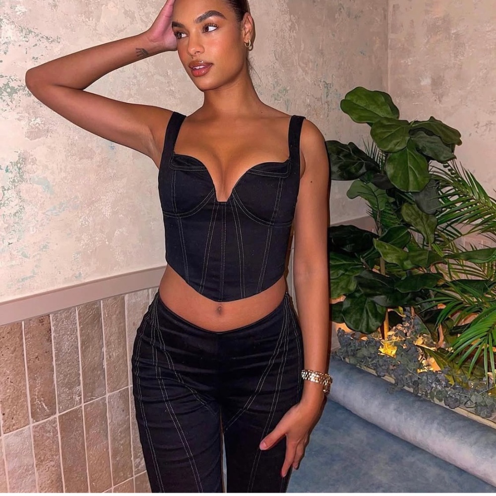 NWT Tiger Mist Set Black Bustier and Pants Size Medium
